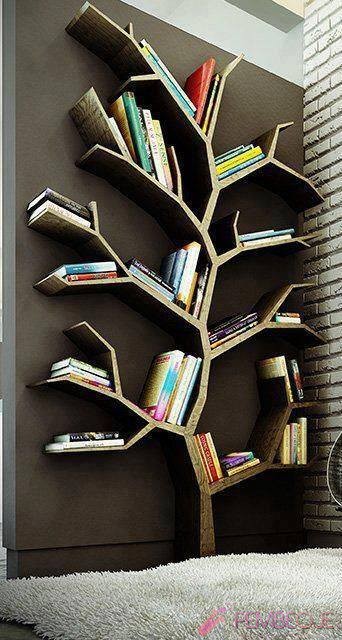 Pratik ve ilginç ev - bahçe dekorasyonu  ağaç şeklinde kitaplık