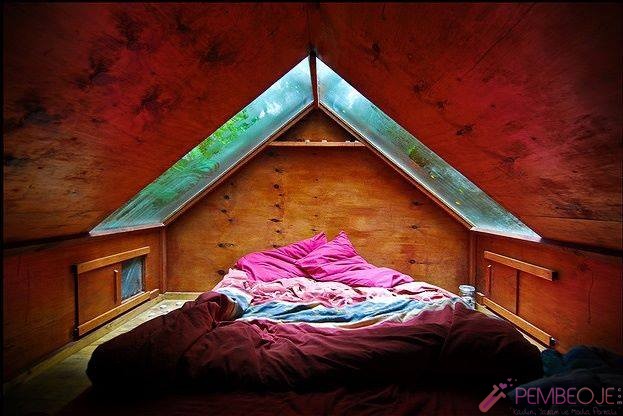 Pratik ve ilginç ev - bahçe dekorasyonu  uyurken gök yüzünü izleyebileceğiniz yatak odası